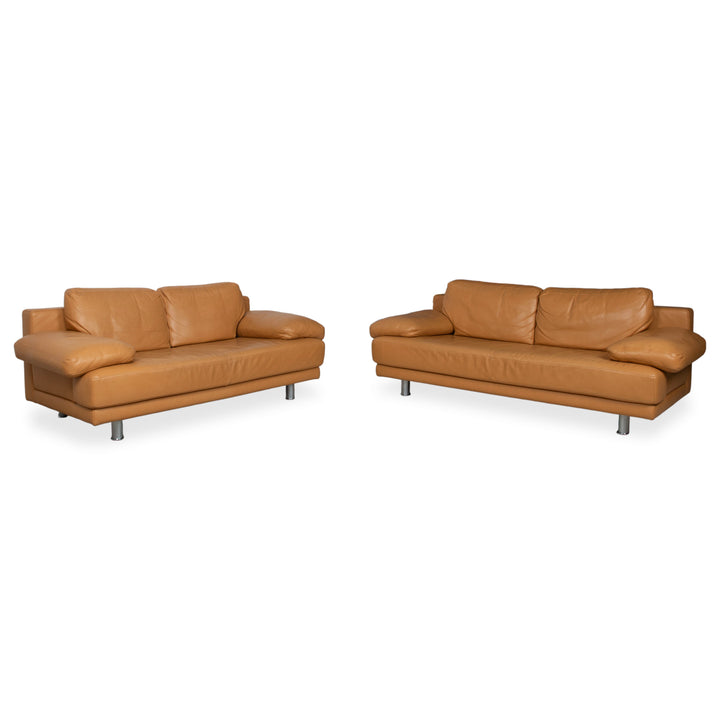 Rolf Benz 355 Sofa Set Three-Seater Two-Seater Leather Sofa Cognac Orange Couch manual function