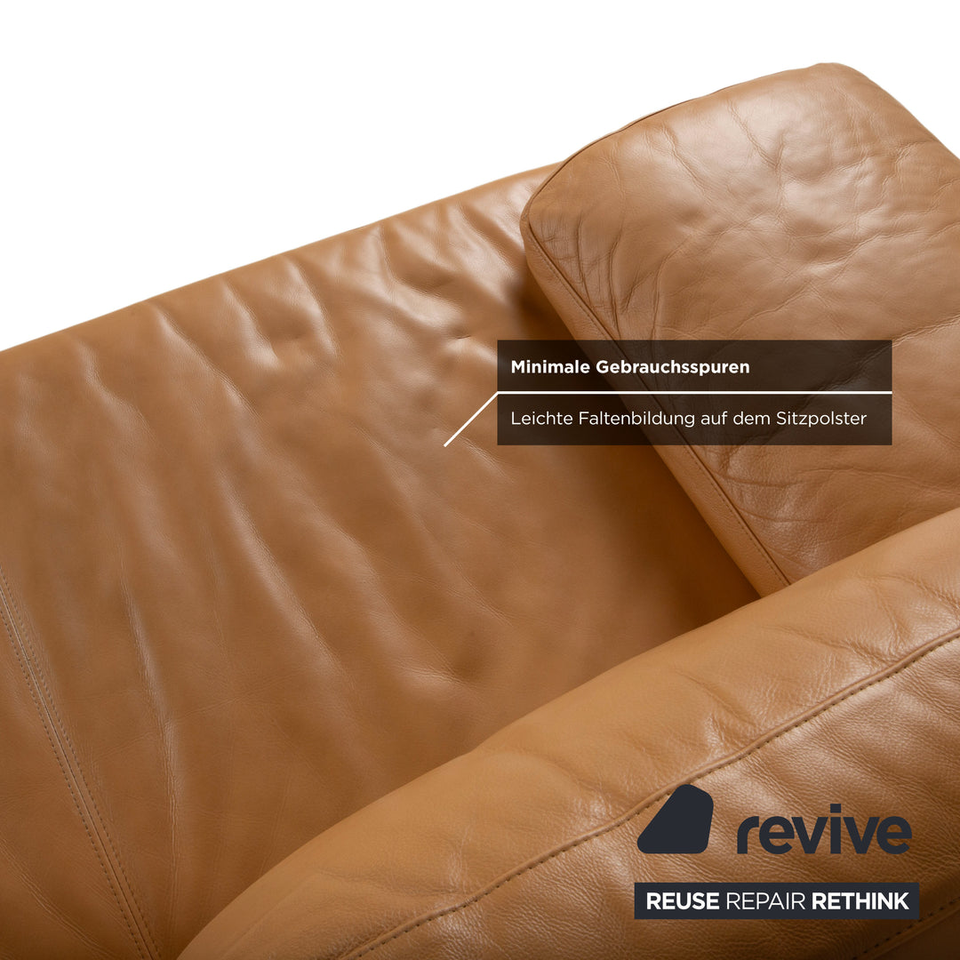 Rolf Benz 355 Sofa Set Three-Seater Two-Seater Leather Sofa Cognac Orange Couch manual function