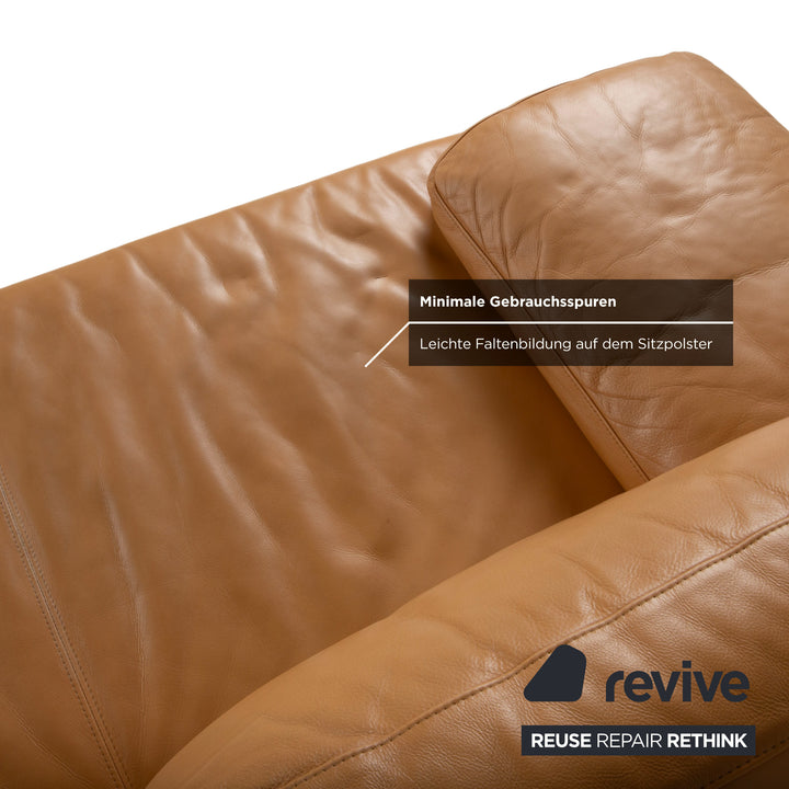 Rolf Benz 355 Sofa Set Three-Seater Two-Seater Leather Sofa Cognac Orange Couch manual function