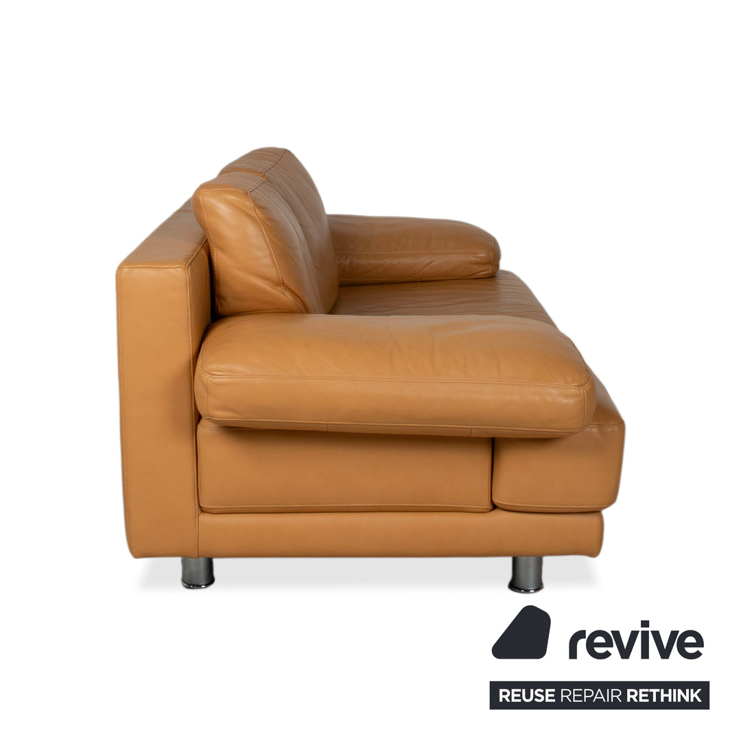 Rolf Benz 355 Sofa Set Three-Seater Two-Seater Leather Sofa Cognac Orange Couch manual function
