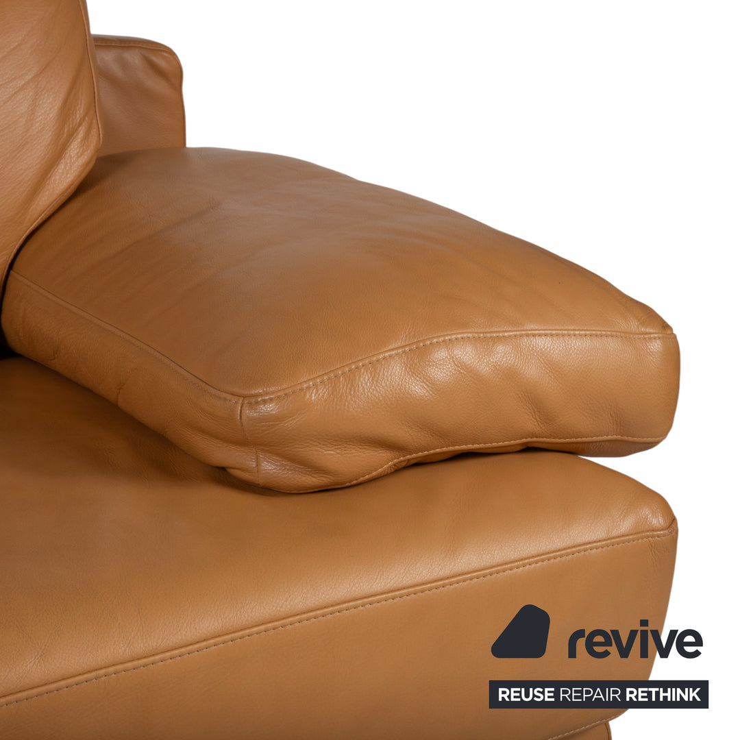 Rolf Benz 355 Sofa Set Three-Seater Two-Seater Leather Sofa Cognac Orange Couch manual function