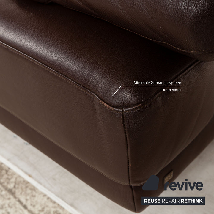 Rolf Benz 355 Leather Three-Seater Brown Manual Function Sofa Couch