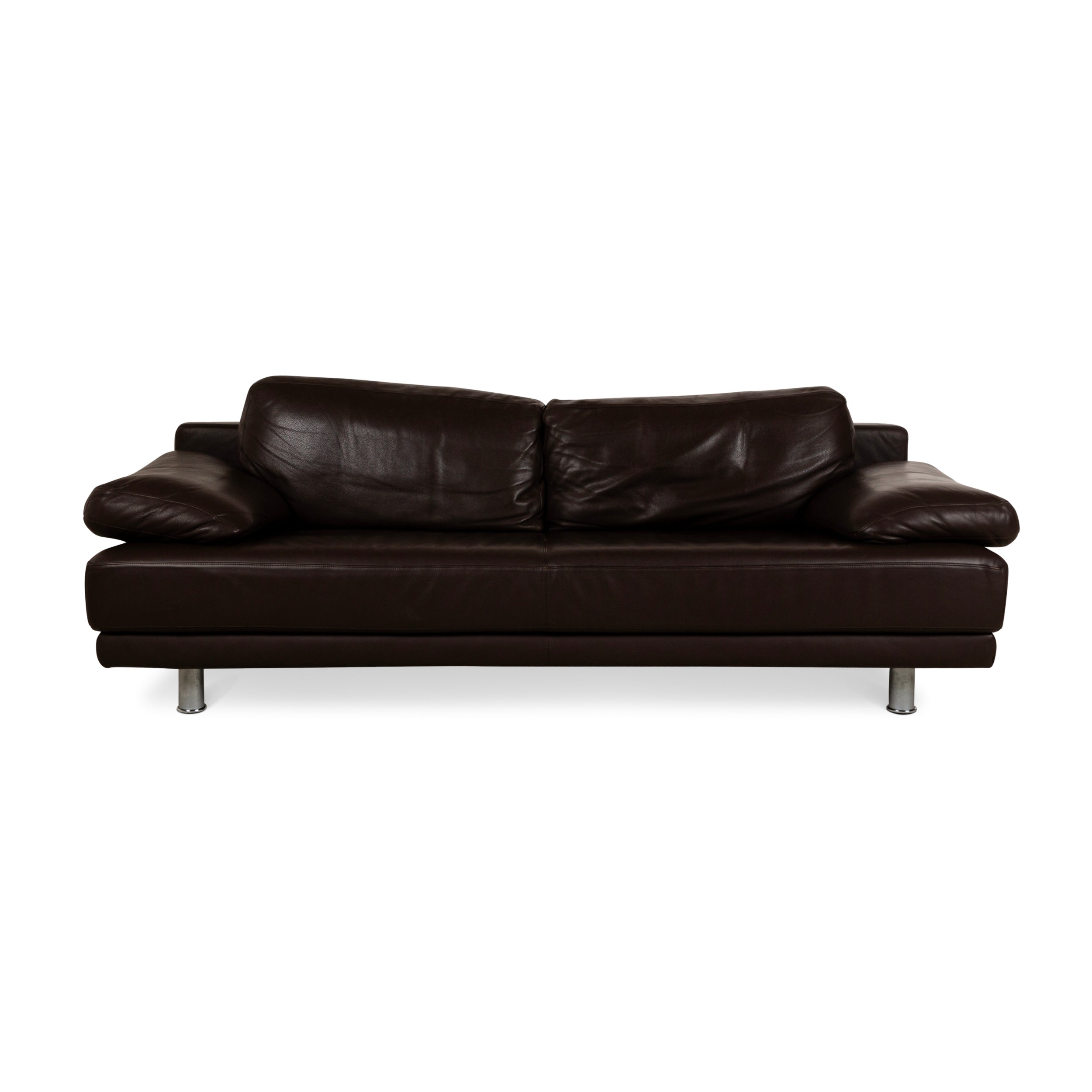 Rolf Benz 355 Canapé trois places en cuir marron à fonction manuelle