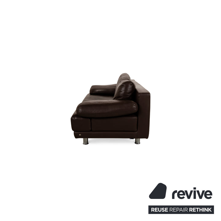 Rolf Benz 355 Leather Three-Seater Brown Manual Function Sofa Couch