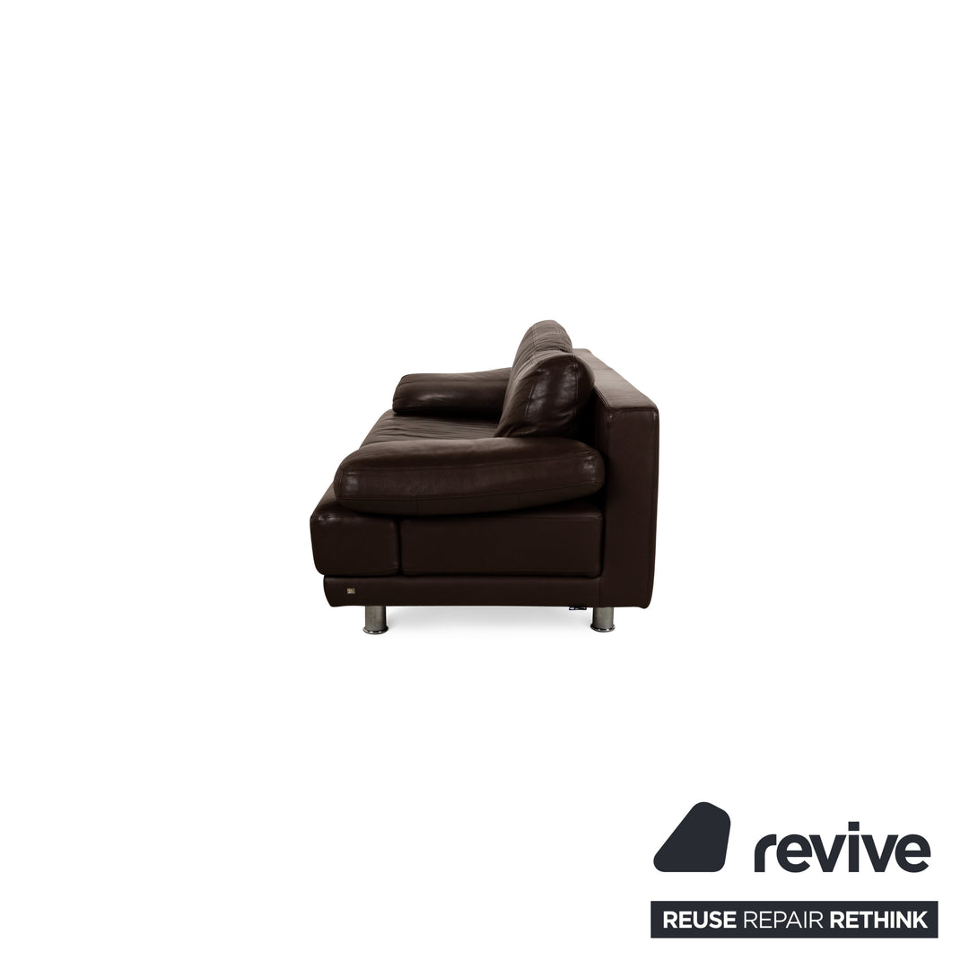 Rolf Benz 355 Canapé trois places en cuir marron à fonction manuelle