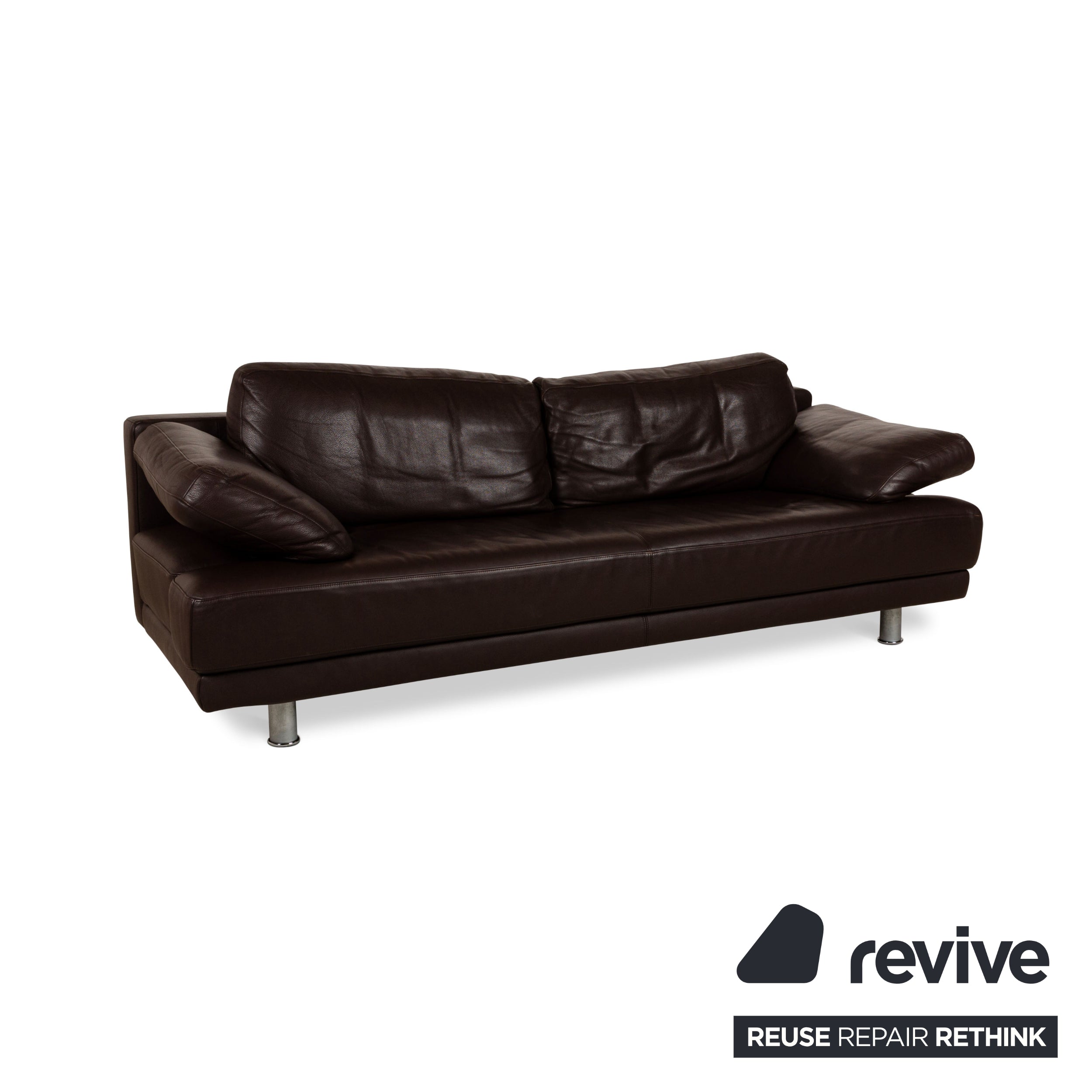 Rolf Benz 355 Canapé trois places en cuir marron à fonction manuelle
