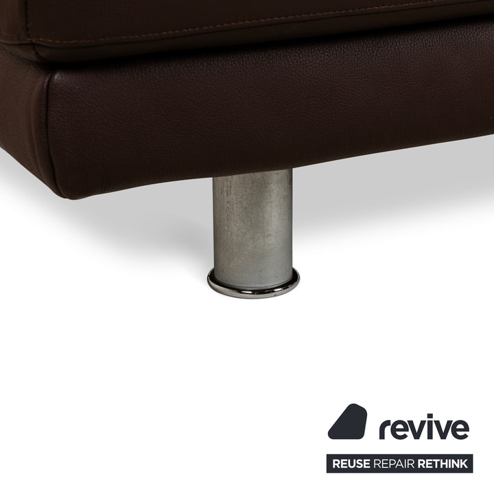 Rolf Benz 355 Canapé trois places en cuir marron à fonction manuelle