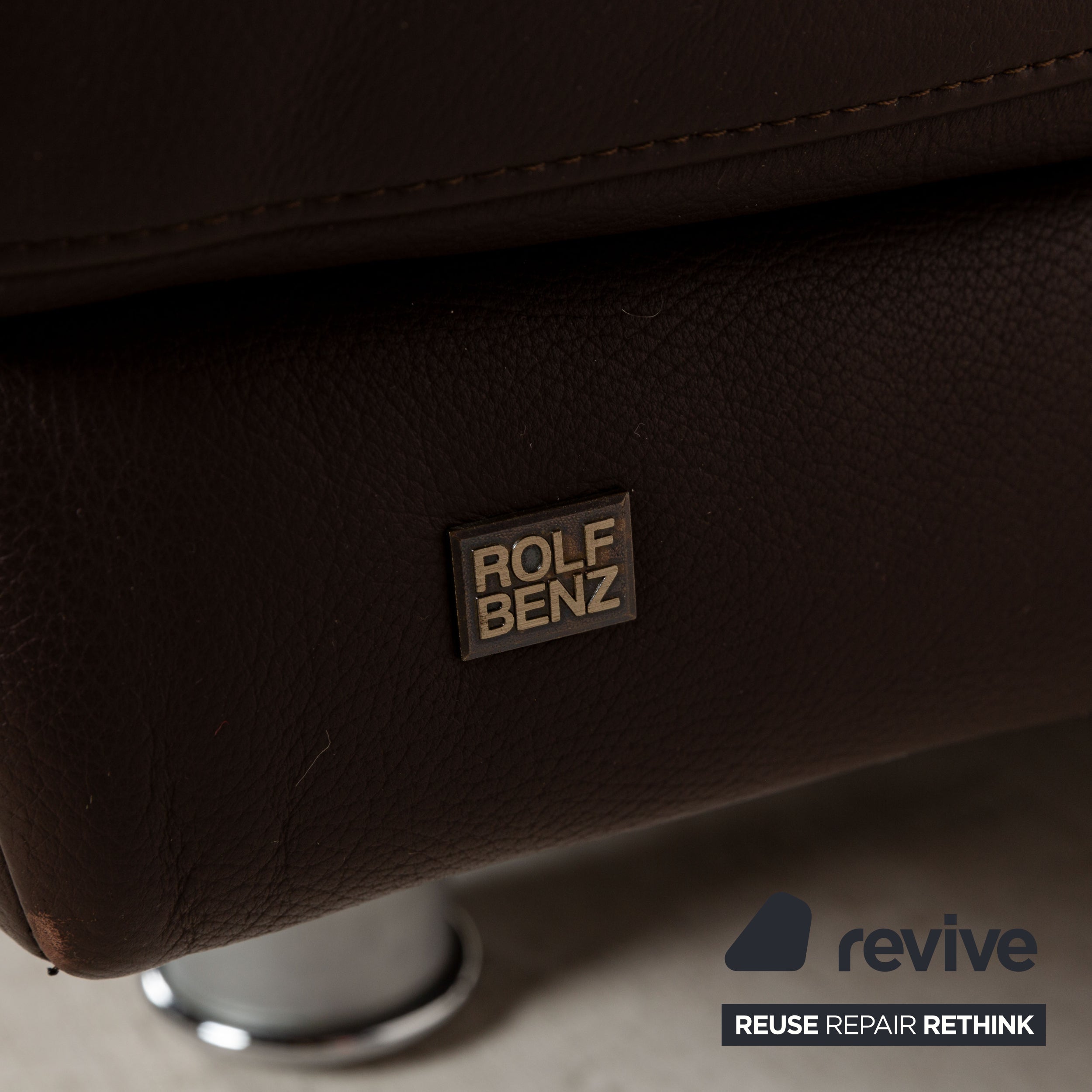 Rolf Benz 355 Canapé trois places en cuir marron à fonction manuelle