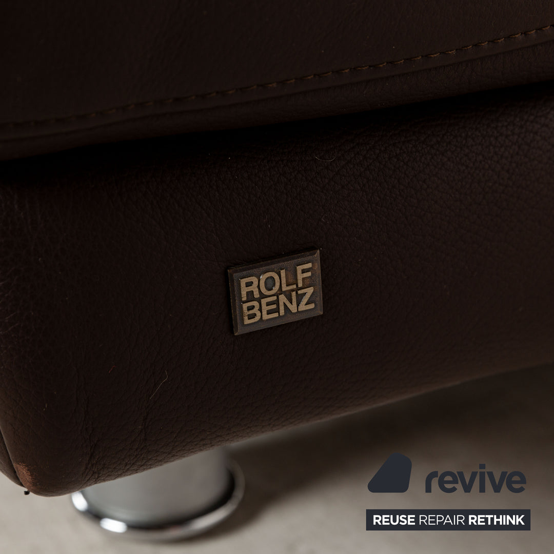 Rolf Benz 355 Canapé trois places en cuir marron à fonction manuelle