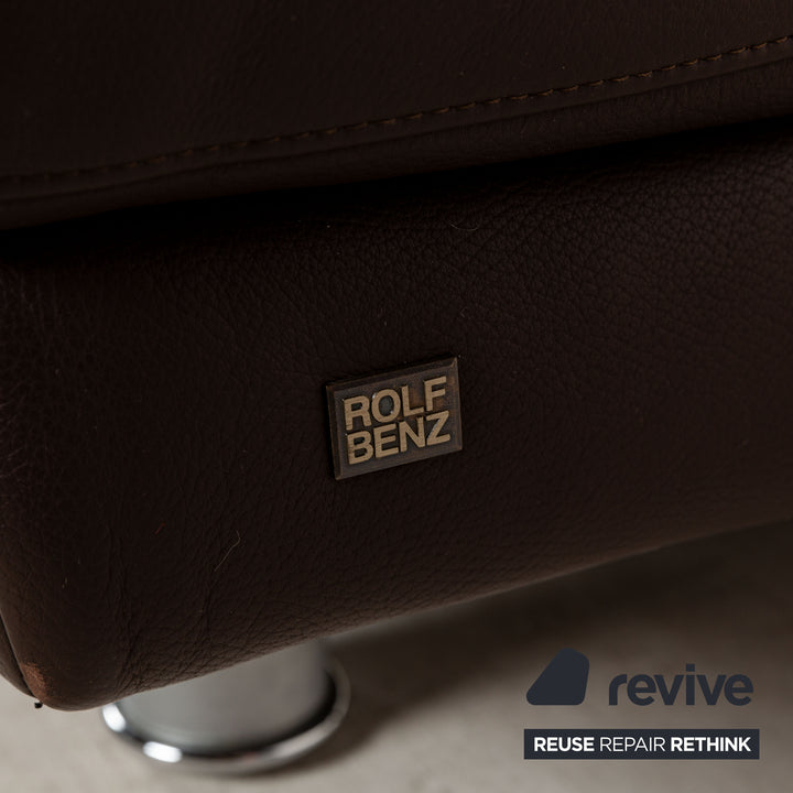 Rolf Benz 355 Canapé trois places en cuir marron à fonction manuelle