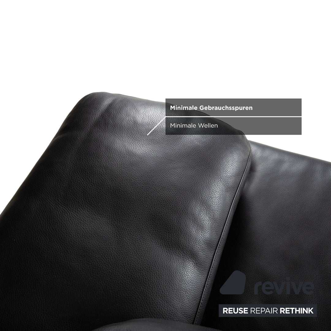 Rolf Benz 355 Leder Dreisitzer Schwarz manuelle Funktion Sofa Couch