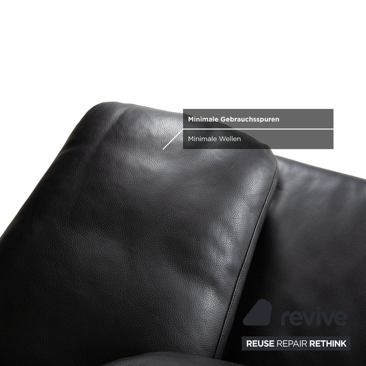 Rolf Benz 355 Leder Dreisitzer Schwarz manuelle Funktion Sofa Couch