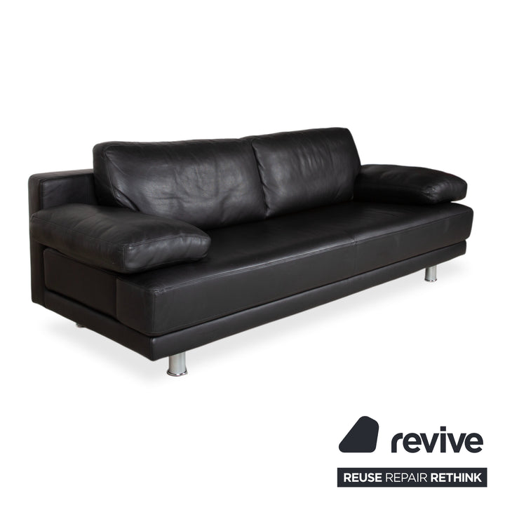 Rolf Benz 355 Leder Dreisitzer Schwarz manuelle Funktion Sofa Couch