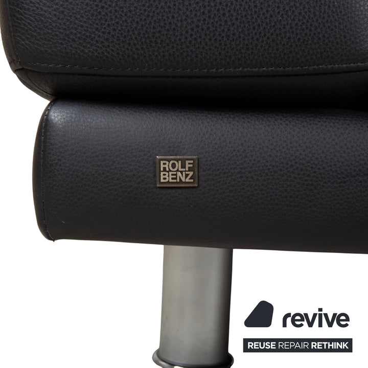 Rolf Benz 355 Leder Dreisitzer Schwarz manuelle Funktion Sofa Couch