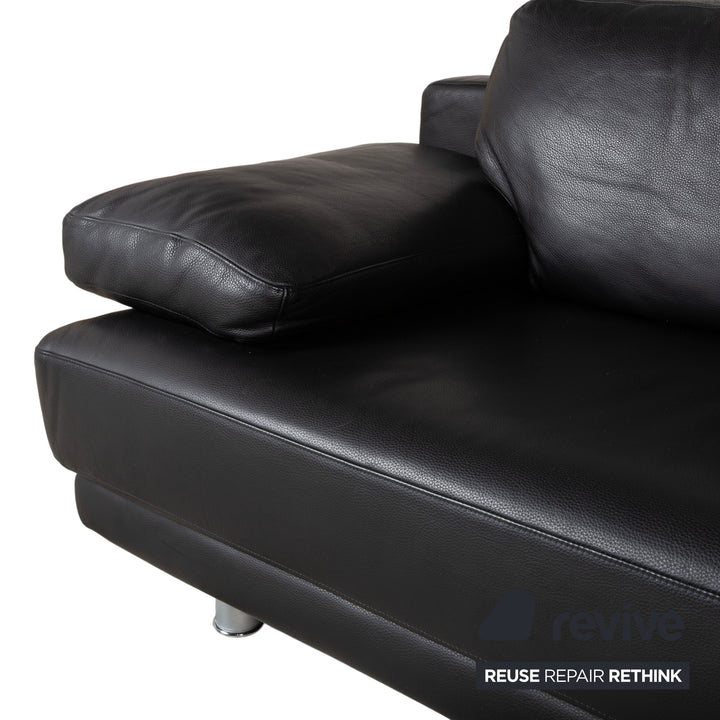 Rolf Benz 355 Leder Dreisitzer Schwarz manuelle Funktion Sofa Couch