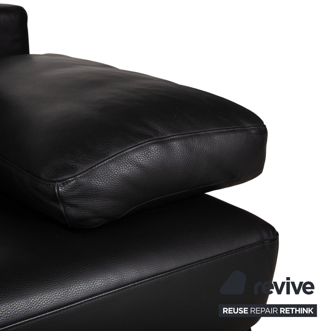 Rolf Benz 355 Leder Dreisitzer Schwarz manuelle Funktion Sofa Couch
