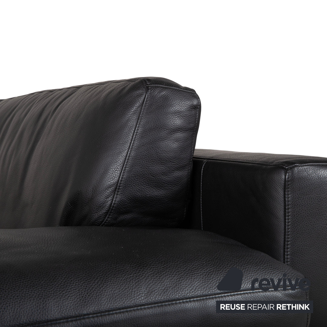 Rolf Benz 355 Leder Dreisitzer Schwarz manuelle Funktion Sofa Couch