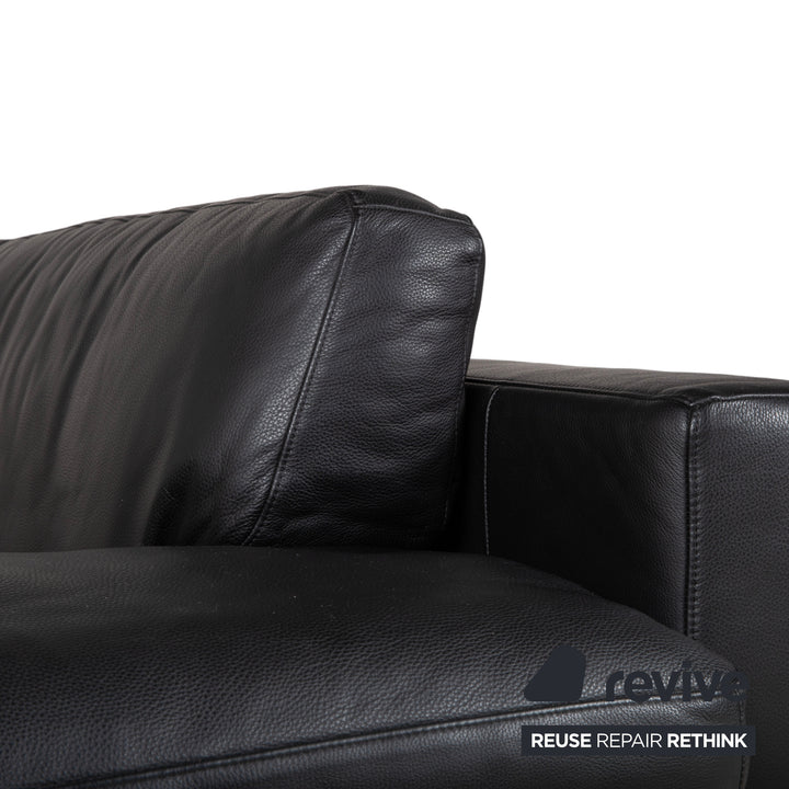 Rolf Benz 355 Leder Dreisitzer Schwarz manuelle Funktion Sofa Couch