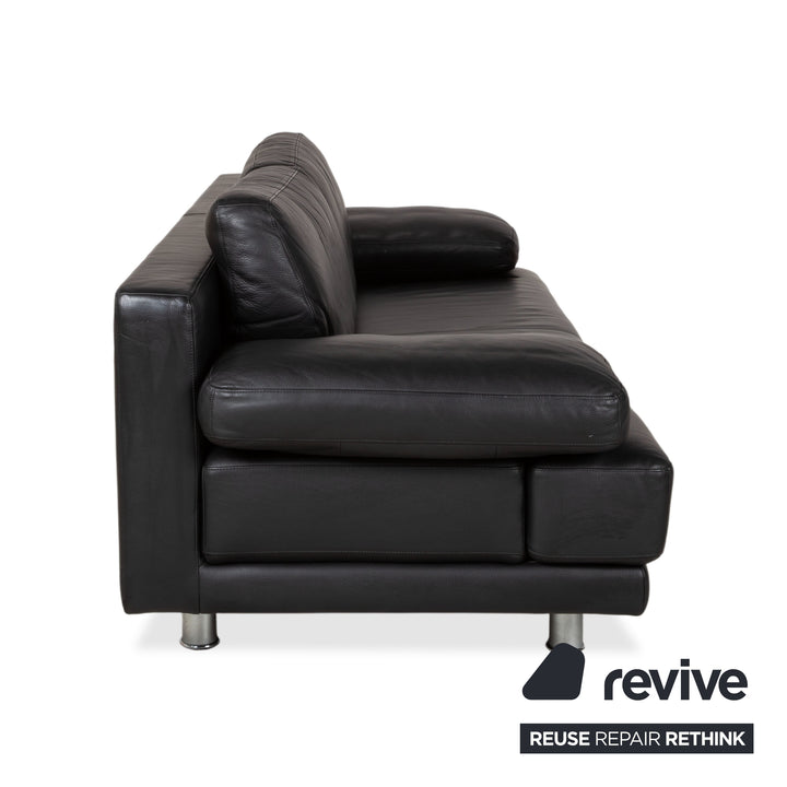 Rolf Benz 355 Leder Dreisitzer Schwarz manuelle Funktion Sofa Couch