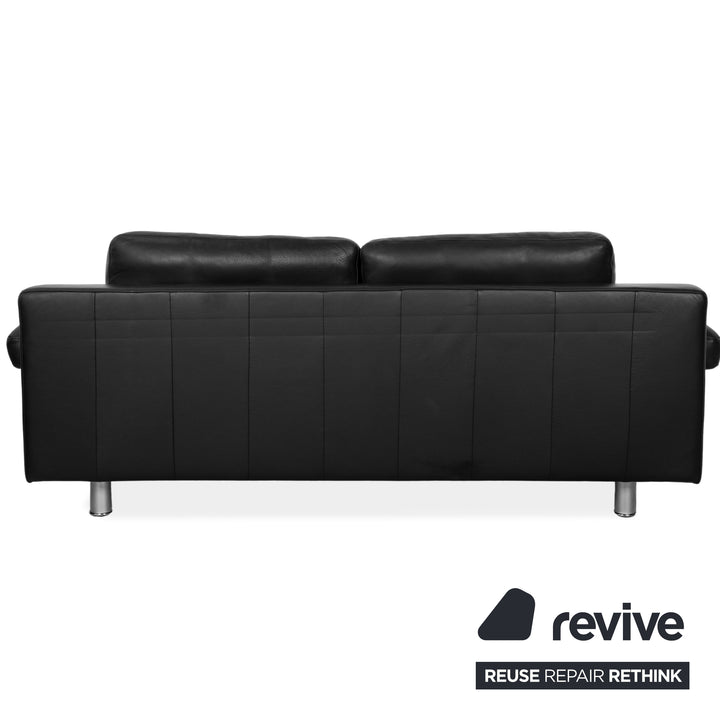 Rolf Benz 355 leather three-seater black sofa couch