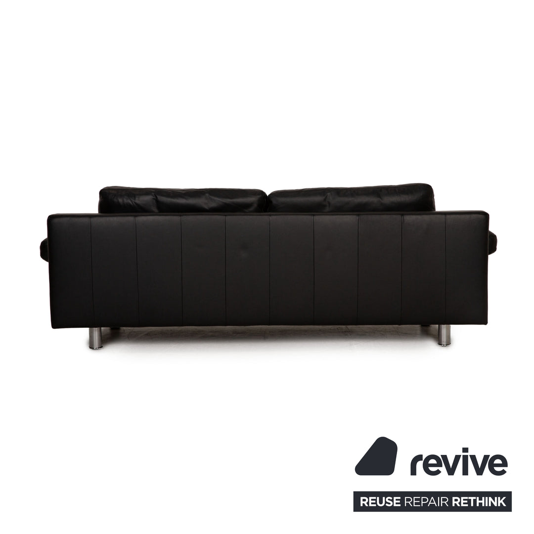 Rolf Benz 355 Leder Dreisitzer Schwarz Sofa Couch