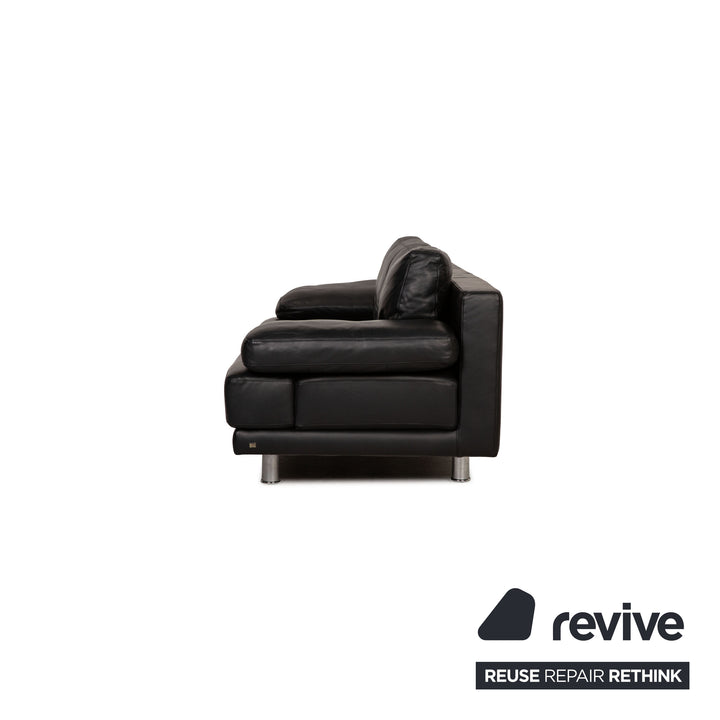Rolf Benz 355 Leder Dreisitzer Schwarz Sofa Couch