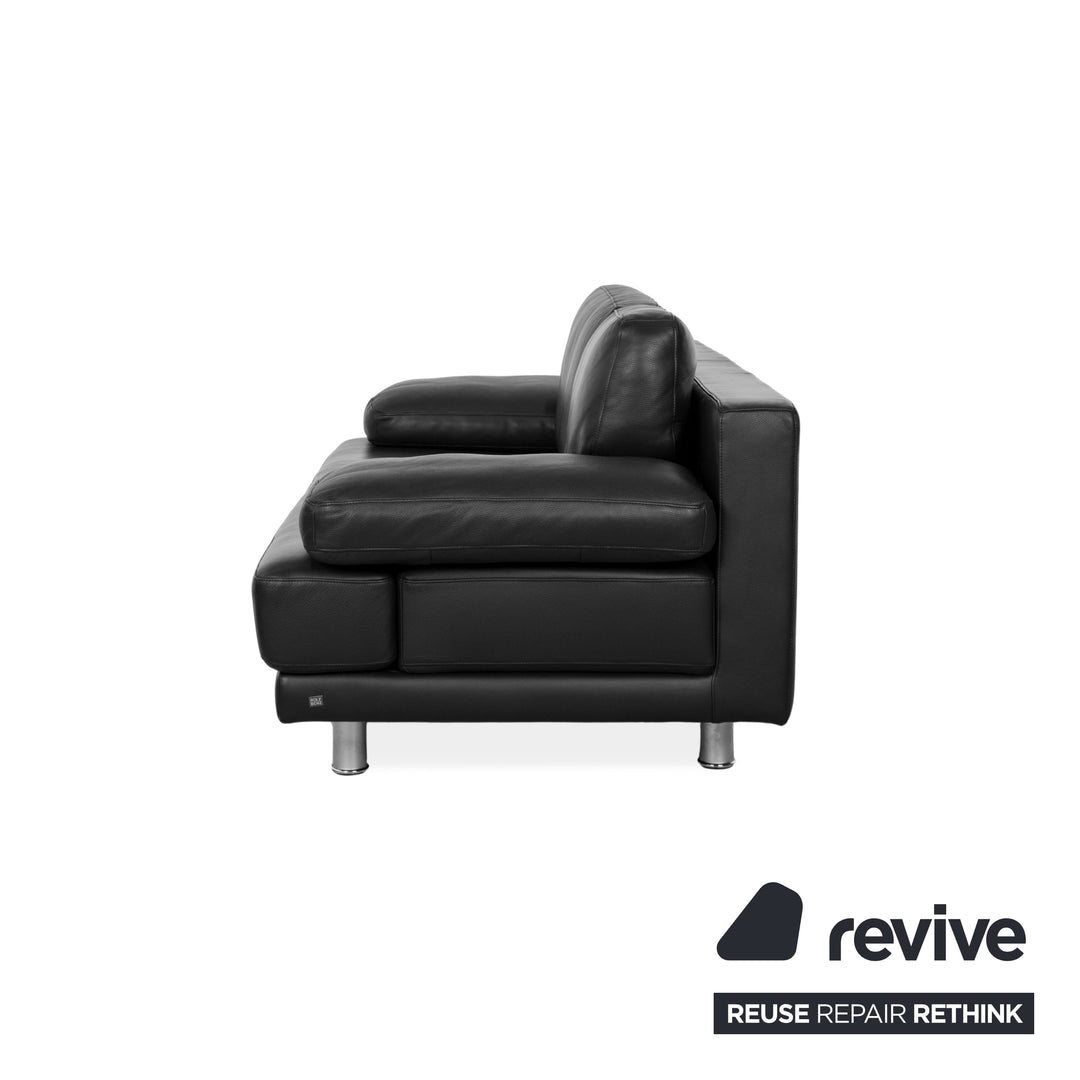 Rolf Benz 355 leather three-seater black sofa couch