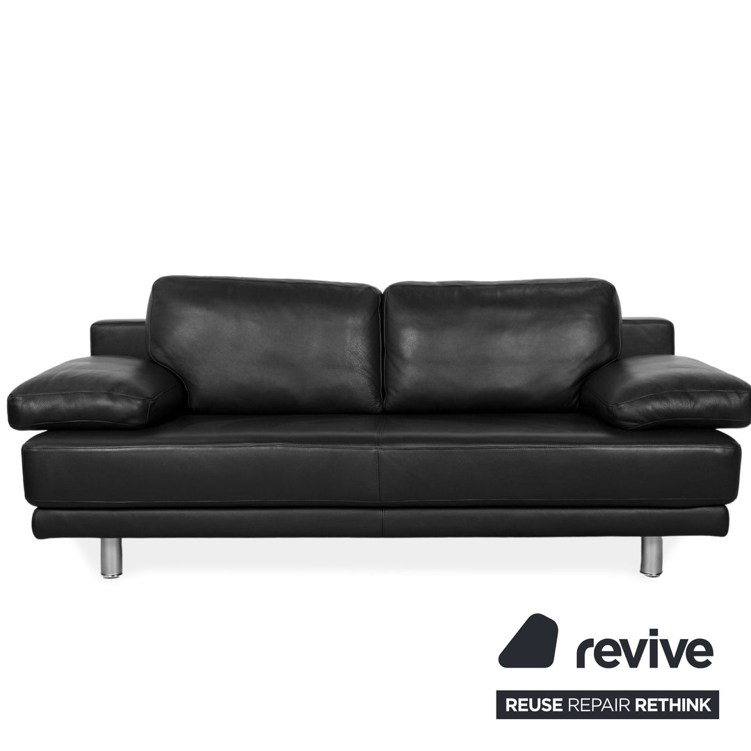 Rolf Benz 355 leather three-seater black sofa couch