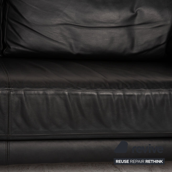 Rolf Benz 355 Leder Dreisitzer Schwarz Sofa Couch