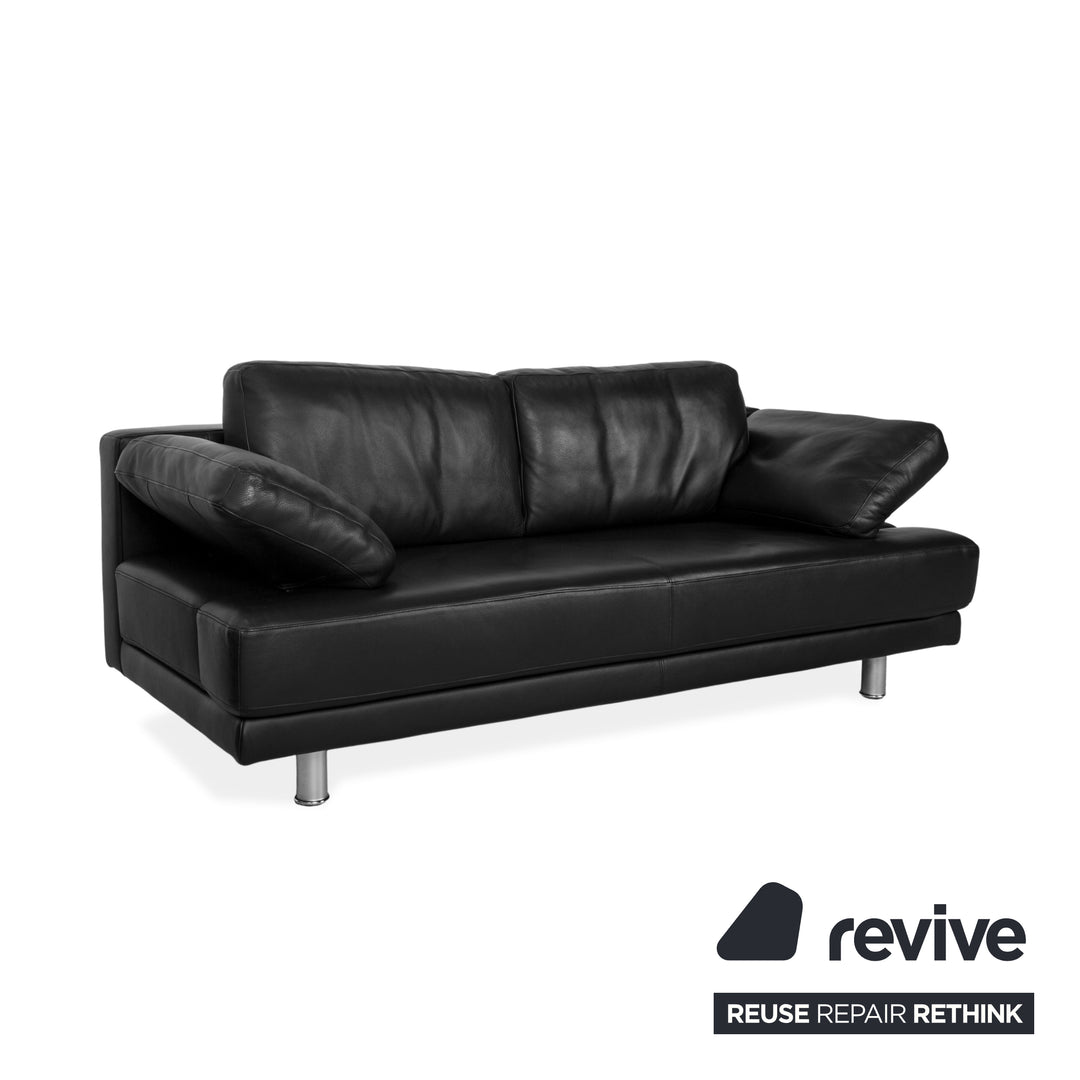 Rolf Benz 355 leather three-seater black sofa couch