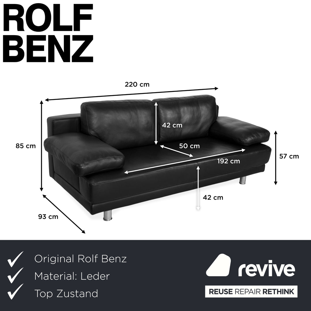 Rolf Benz 355 leather three-seater black sofa couch