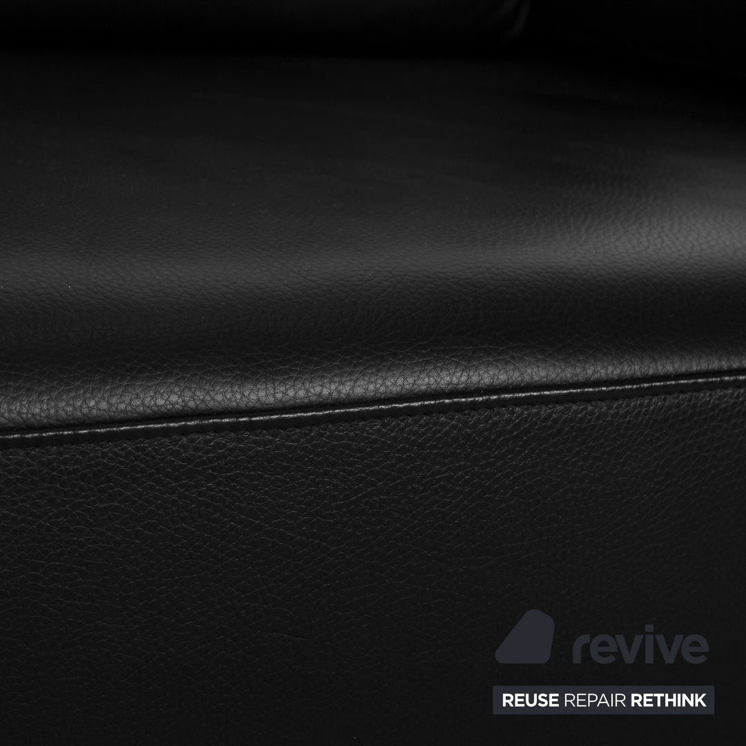 Rolf Benz 355 leather three-seater black sofa couch