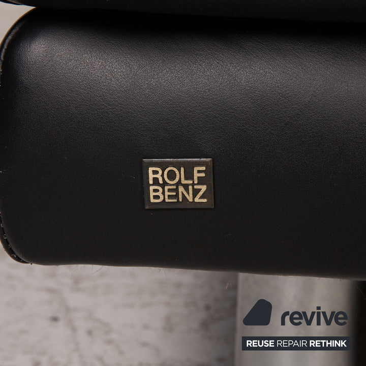 Rolf Benz 355 Leder Dreisitzer Schwarz Sofa Couch