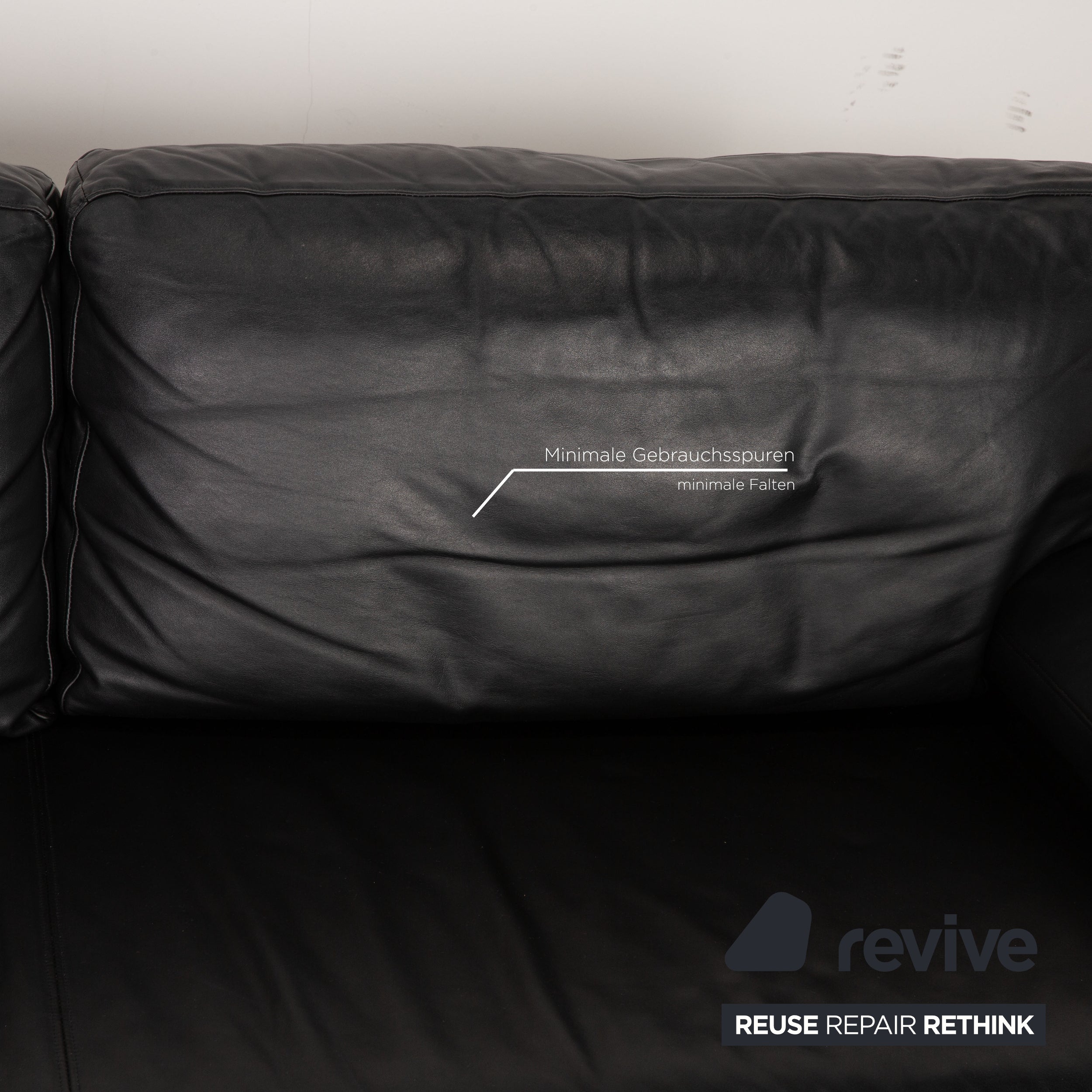 Canapé trois places en cuir noir Rolf Benz 355