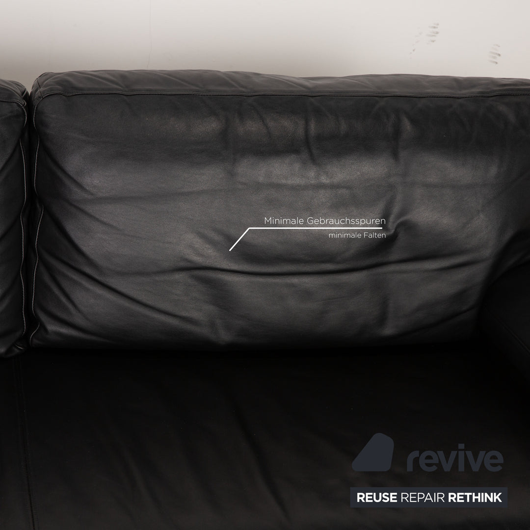 Rolf Benz 355 Leder Dreisitzer Schwarz Sofa Couch