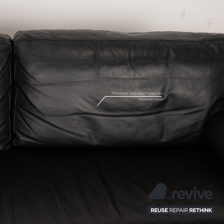 Rolf Benz 355 Leder Dreisitzer Schwarz Sofa Couch