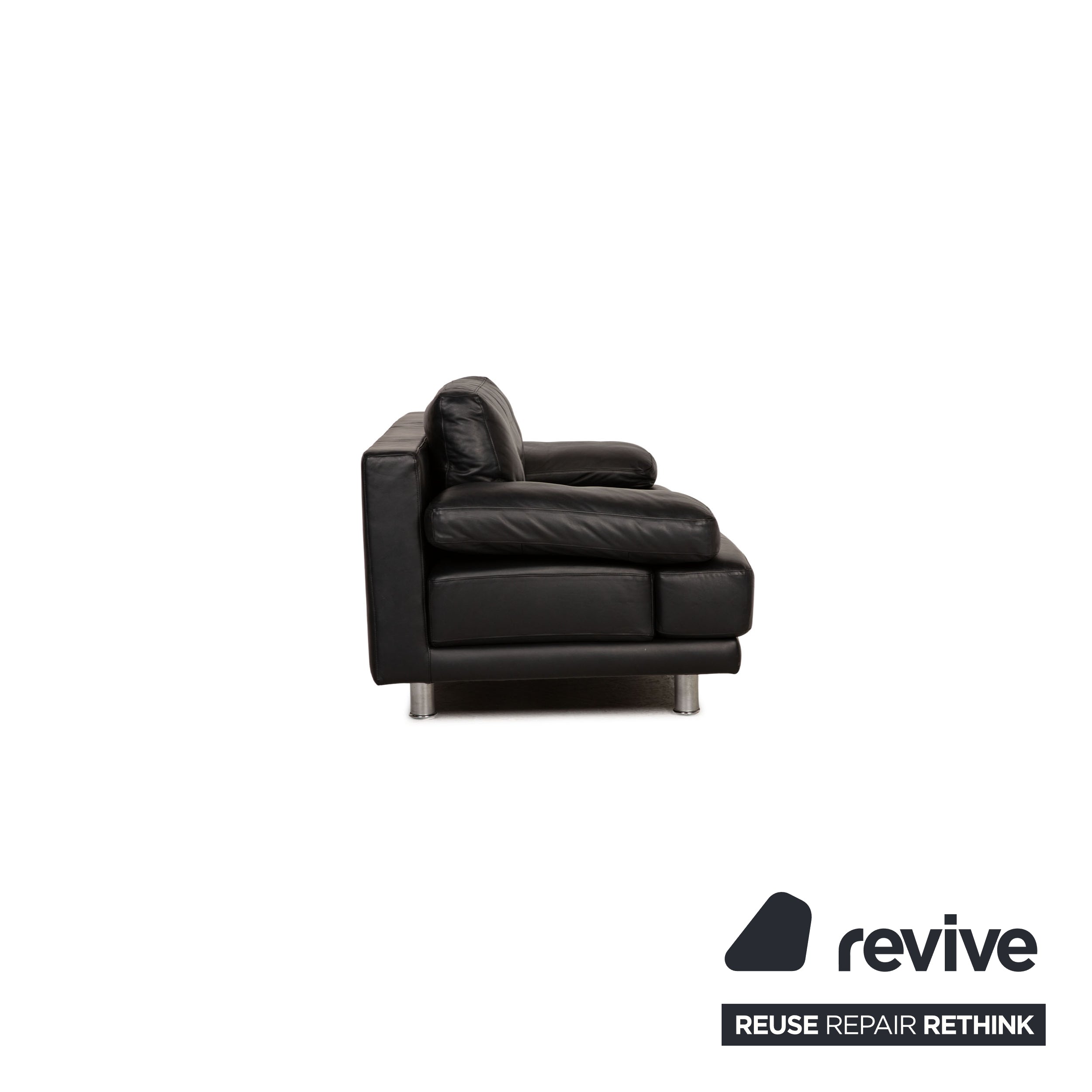 Canapé trois places en cuir noir Rolf Benz 355