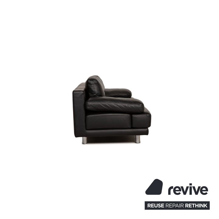 Canapé trois places en cuir noir Rolf Benz 355