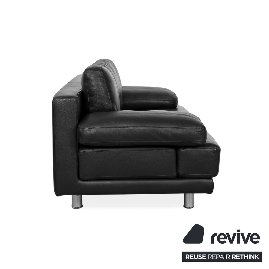Rolf Benz 355 leather three-seater black sofa couch