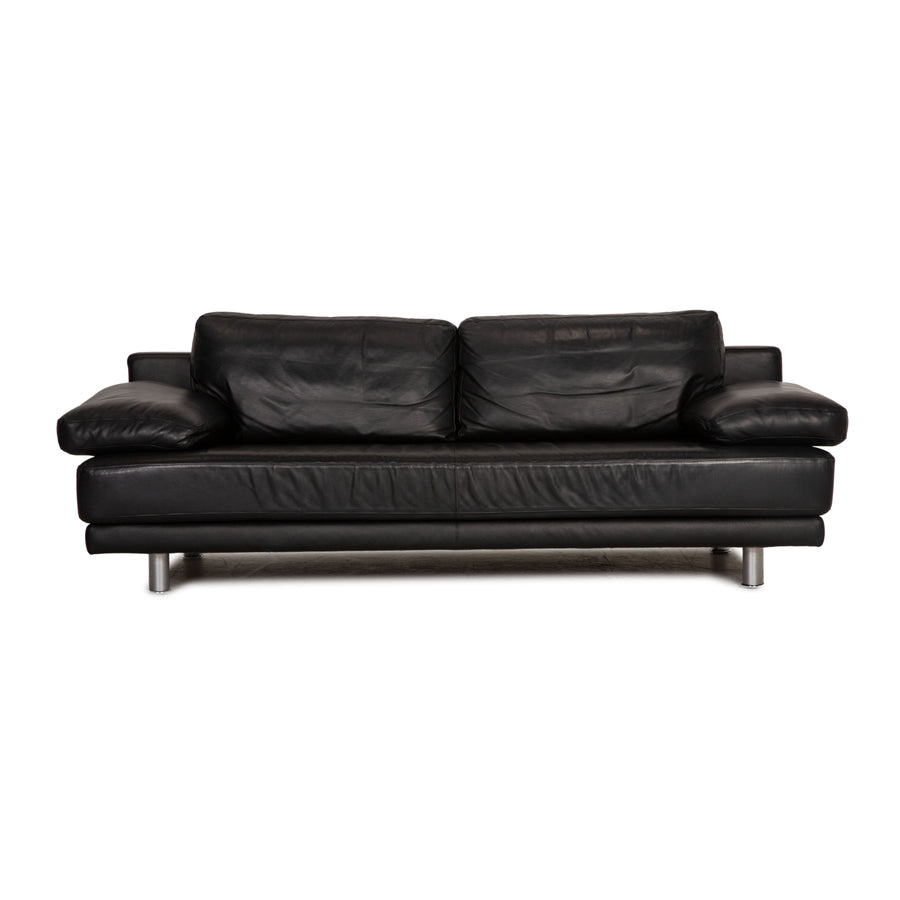 Rolf Benz 355 Leder Dreisitzer Schwarz Sofa Couch