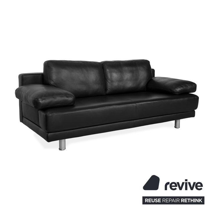 Rolf Benz 355 leather three-seater black sofa couch
