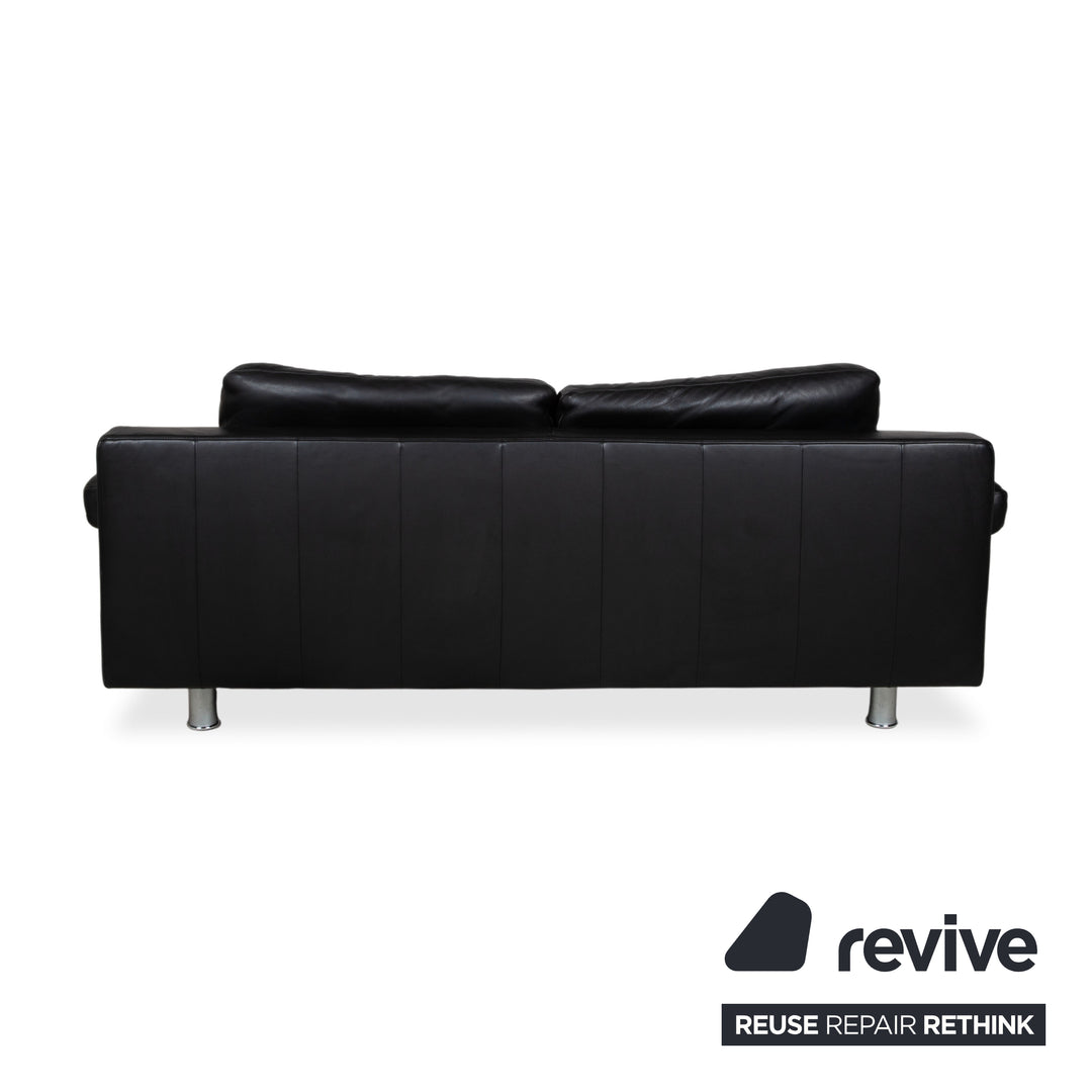 Rolf Benz 355 Leather Two-Seater Sofa Couch Manual Function Black