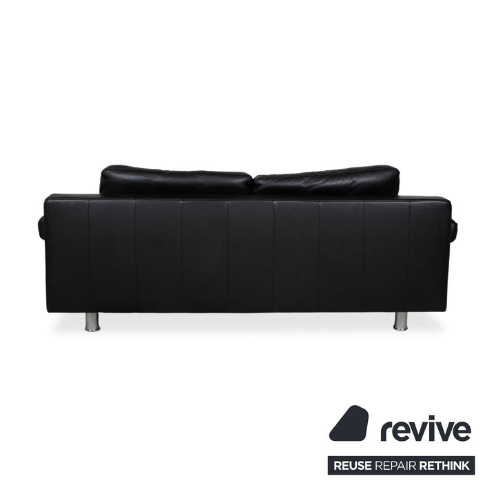 Rolf Benz 355 Leather Two-Seater Sofa Couch Manual Function Black