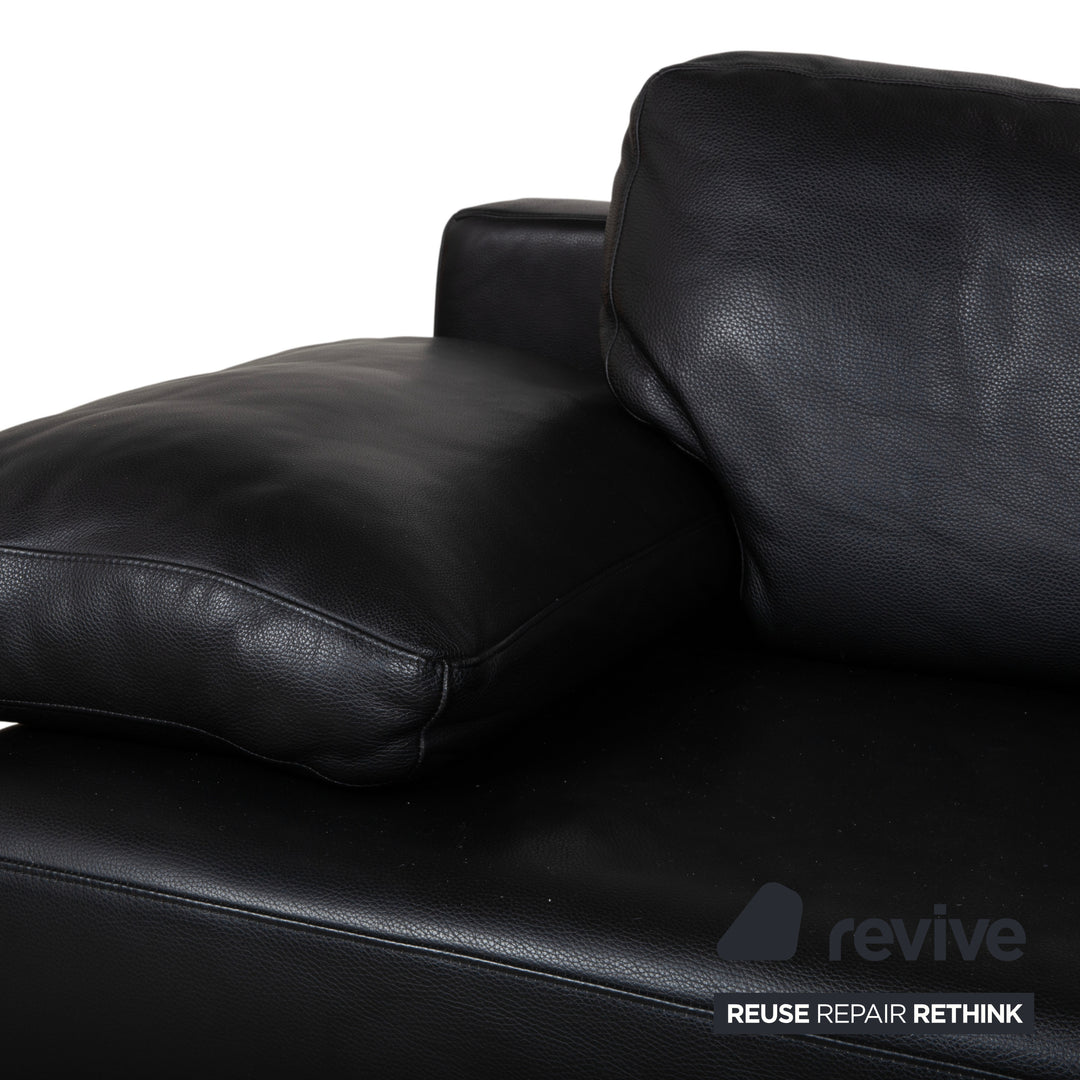 Rolf Benz 355 Leather Two-Seater Sofa Couch Manual Function Black