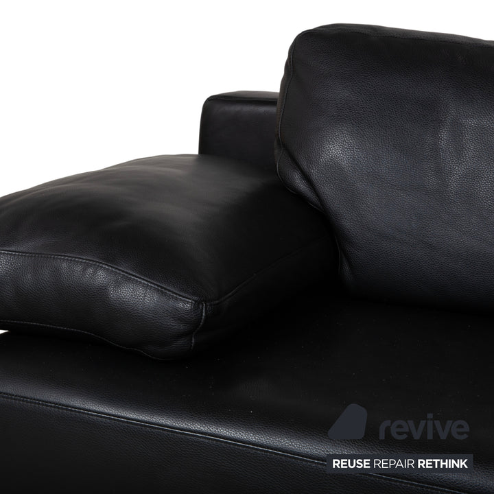 Rolf Benz 355 Leather Two-Seater Sofa Couch Manual Function Black