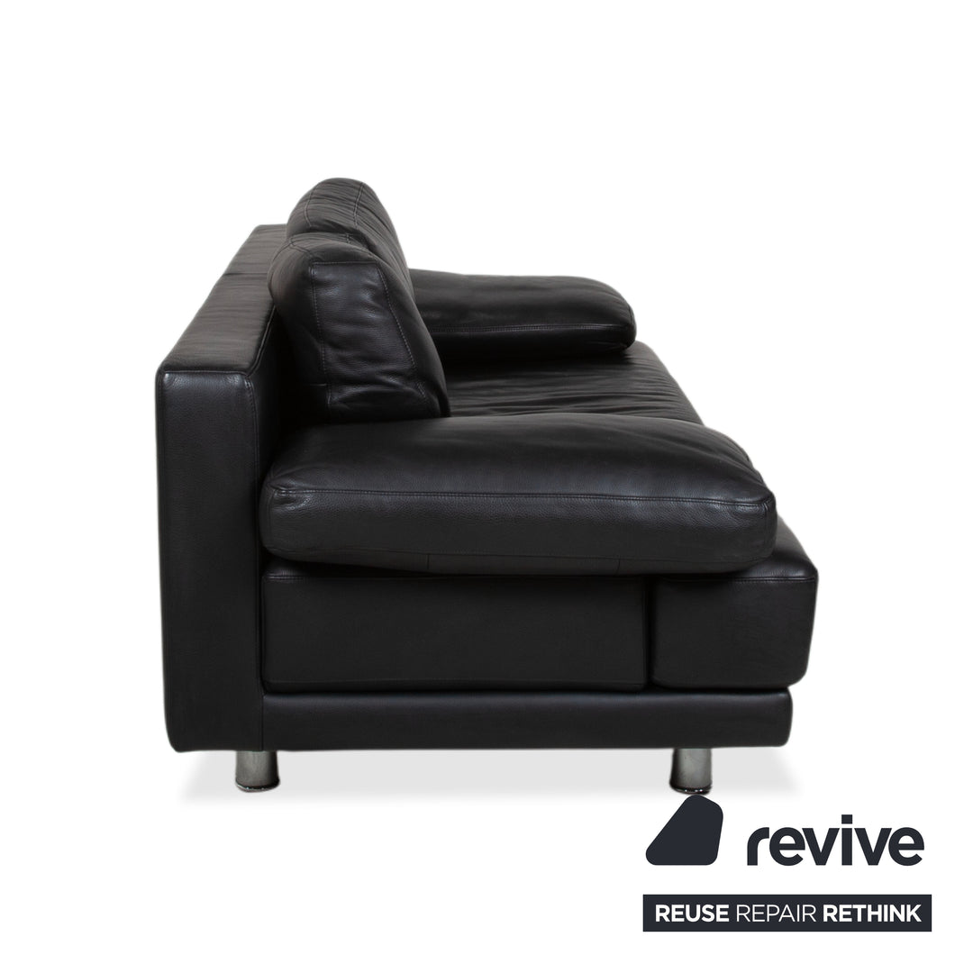 Rolf Benz 355 Leder Zweisitzer Schwarz manuelle Funktion Sofa Couch
