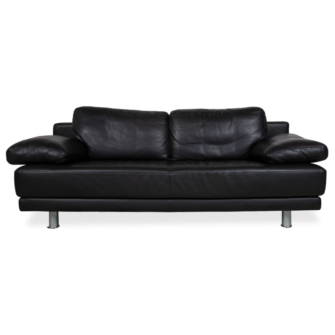 Rolf Benz 355 Leather Two-Seater Sofa Couch Manual Function Black