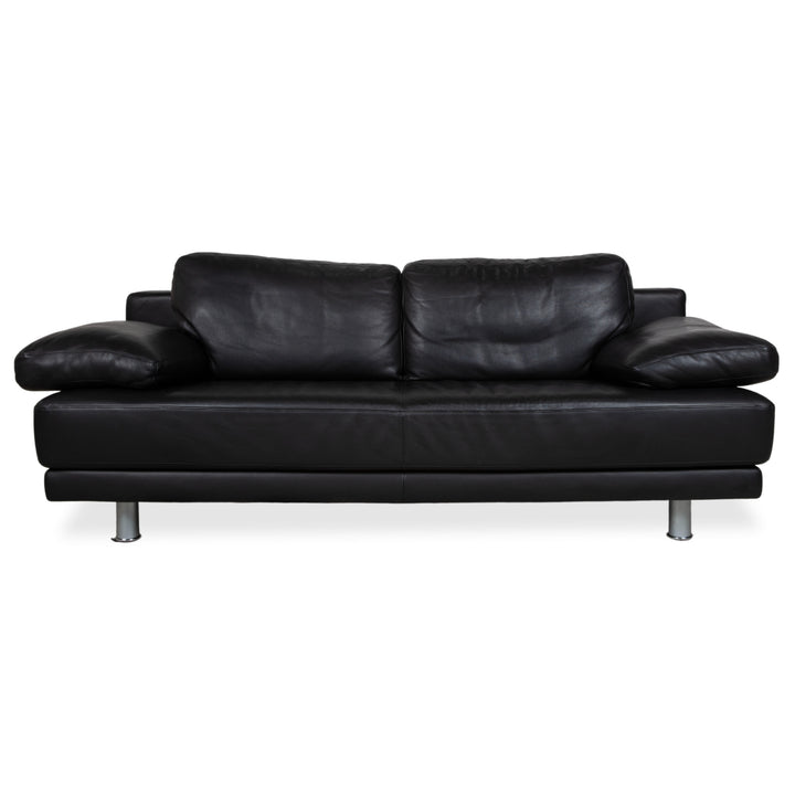 Rolf Benz 355 Leather Two-Seater Sofa Couch Manual Function Black