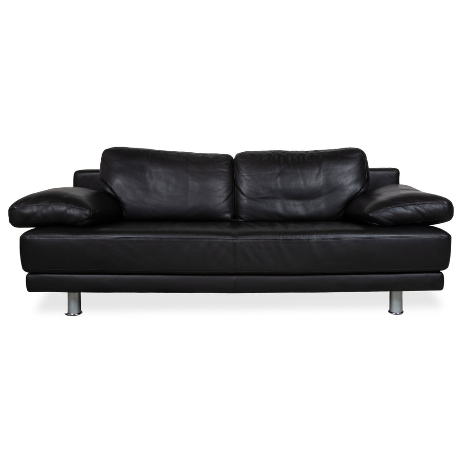 Rolf Benz 355 Leather Two-Seater Sofa Couch Manual Function Black