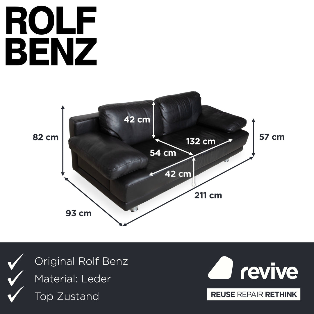 Rolf Benz 355 Leder Zweisitzer Schwarz manuelle Funktion Sofa Couch